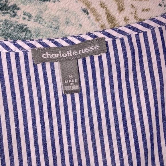 Charlotte Russe blue striped belted boho top - Picture 5 of 6